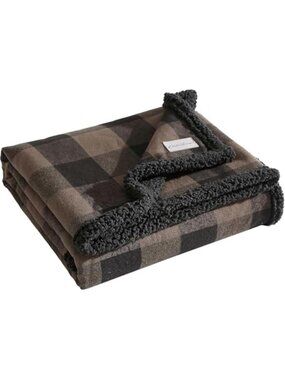 Sherpa Throw Blanket Cotton Flannel Cozy Soft Fleece Warm Cabin Blanket 50x60